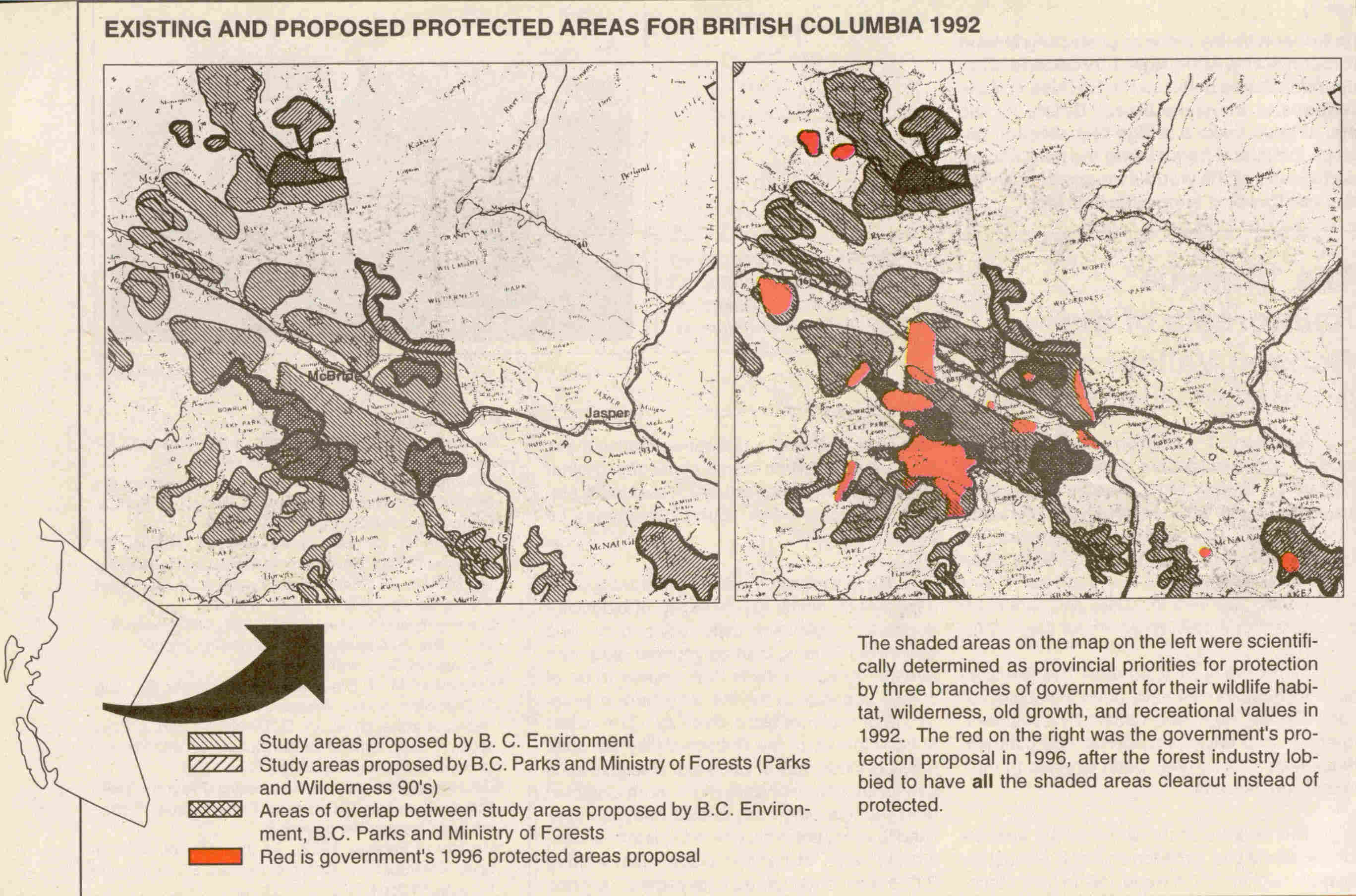 Protected Areas for BC 1992 and 1996 (257K)